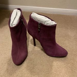 Purple heeled booties